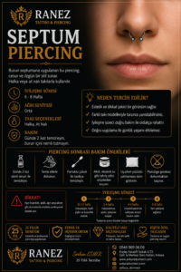 Septum Piercing uygulaması, burun septumu piercing modeli, septum piercing takıları, Ankara piercing hizmeti, profesyonel septum piercing uygulaması