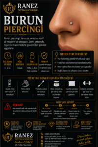 Burun piercingi uygulaması, nostril piercing modeli, burun piercing takıları, Ankara piercing hizmeti, profesyonel burun piercing uygulaması