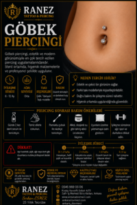 Göbek piercingi uygulaması, belly button piercing modeli, göbek piercing takıları, Ankara piercing hizmeti, profesyonel göbek piercing uygulaması