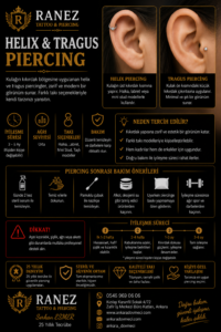 Helix Piercing uygulaması, kulak üst kıkırdak piercing modeli, helix piercing takıları, Ankara piercing stüdyosu, profesyonel helix piercing hizmeti