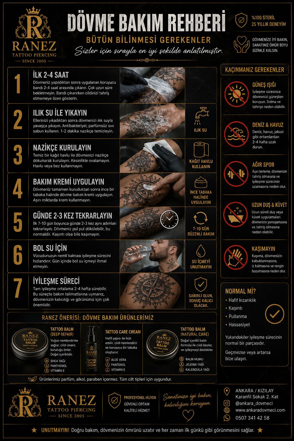 Dövme Bakımı Rehberi - Dövme sonrası bakım adımları ve iyileşme süreci | Ranez Tattoo Piercing Ankara