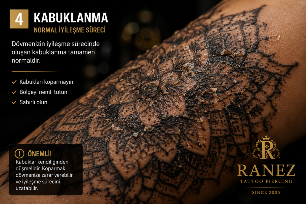 Dövme kabuklanması - Dövme iyileşme sürecinde normal kabuklanma örneği | Ranez Tattoo Piercing Ankara