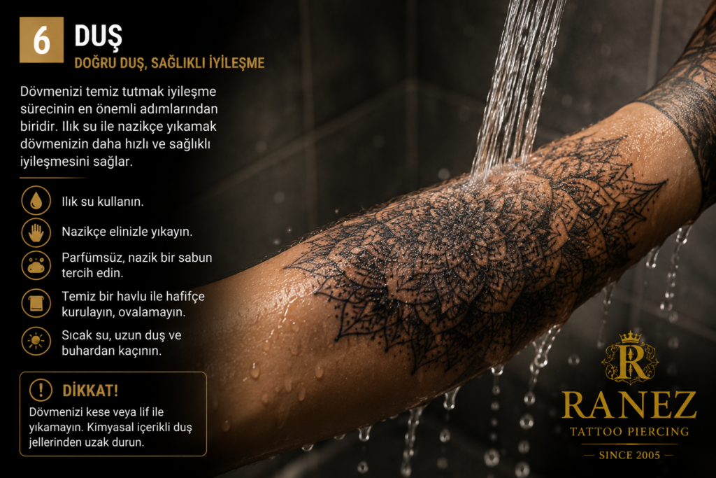 Dövme sonrası duş alma - Yeni dövme nasıl yıkanır? | Ranez Tattoo Piercing Ankara