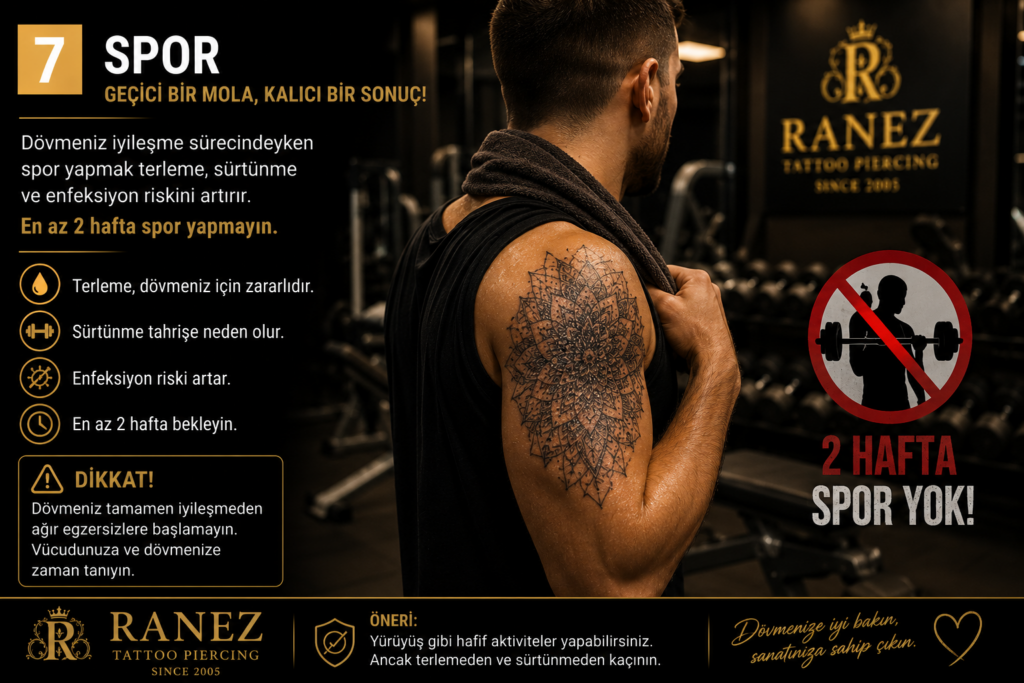 Dövme sonrası spor yapılır mı? Yeni dövme iyileşirken egzersiz önerileri | Ranez Tattoo Piercing Ankara